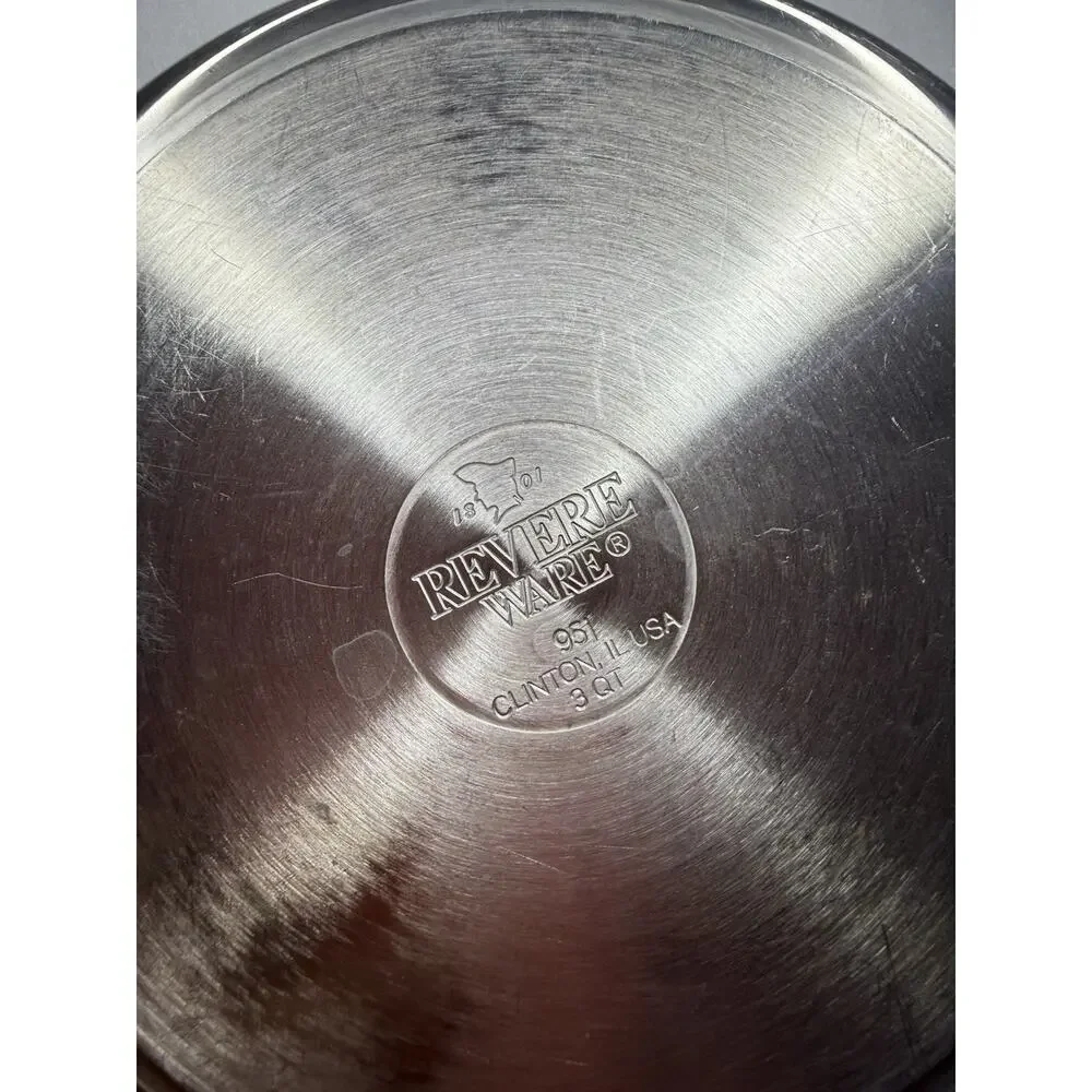 Revere Ware 1801 3QT Saucepan Pot Heavy Disc Bottom stainless Steel No Lid